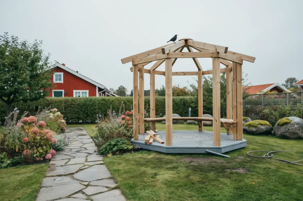 bygga lusthus i tr dg rden regler placering materialval och pris